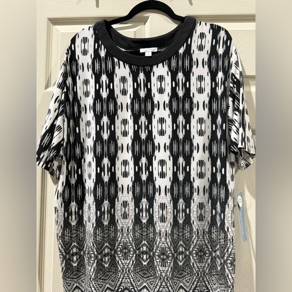 London Times Monochrome Abstract Dress - Picture 3 of 7